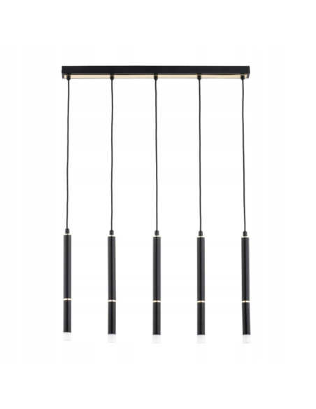 Elegancka lampa wisząca DESTO w czerni z 5 punktami świetlnymi - nowoczesne oświetlenie do jadalni i biura