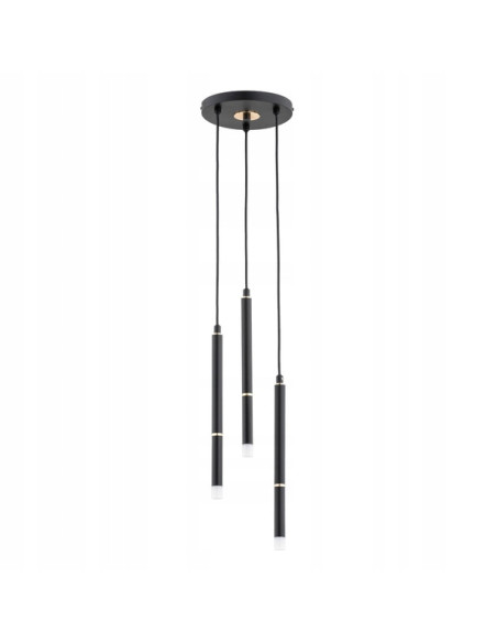 Nowoczesny żyrandol DESTO z medalionem, czarny, 3-punktowe oświetlenie do salonu, jadalni i biura