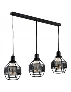 Lampa sufitowa BLISTER BLACK 3-punktowa w metalowych klatkach do nowoczesnych wnętrz w stylu loftowym