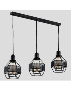 Lampa sufitowa BLISTER BLACK 3-punktowa w metalowych klatkach do nowoczesnych wnętrz w stylu loftowym 2