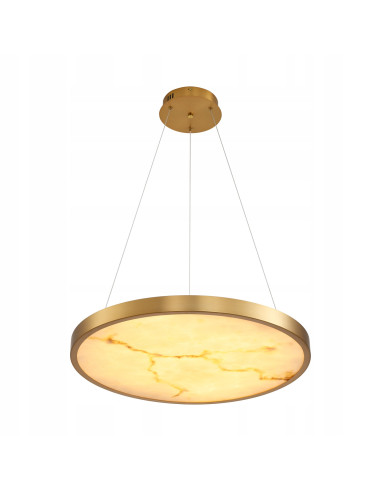 Lampa wisząca ALCHEMY z alabastru i złotym wykończeniem, 60 cm - elegancka dekoracja do wnętrz hotelowych i restauracyjnych