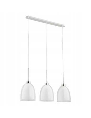 Nowoczesna lampa wisząca RONDA Biała z chromowaną podsufitką - eleganckie oświetlenie do salonu, biura i jadalni