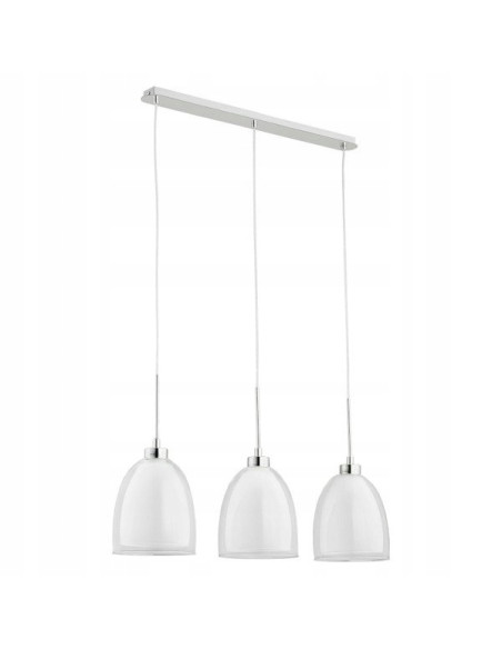 Nowoczesna lampa wisząca RONDA Biała z chromowaną podsufitką - eleganckie oświetlenie do salonu, biura i jadalni