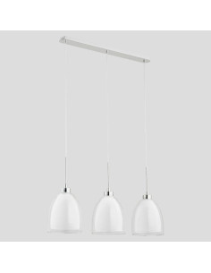 Nowoczesna lampa wisząca RONDA Biała z chromowaną podsufitką - eleganckie oświetlenie do salonu, biura i jadalni 2