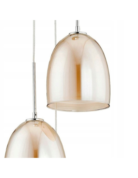 Lampa wisząca RONDA HERBACIANA z miodowymi kloszami, elegancki design do biura, salonu i jadalni, 3xE27