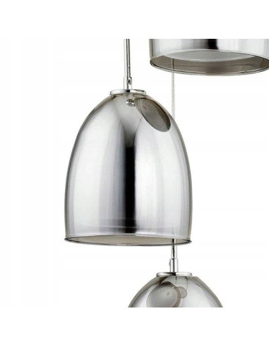 Szklana lampa wisząca RONDA w chromie z trzema kloszami - nowoczesny akcent do salonu i przestrzeni komercyjnych