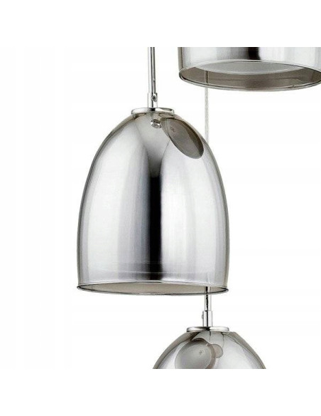 Szklana lampa wisząca RONDA w chromie z trzema kloszami - nowoczesny akcent do salonu i przestrzeni komercyjnych