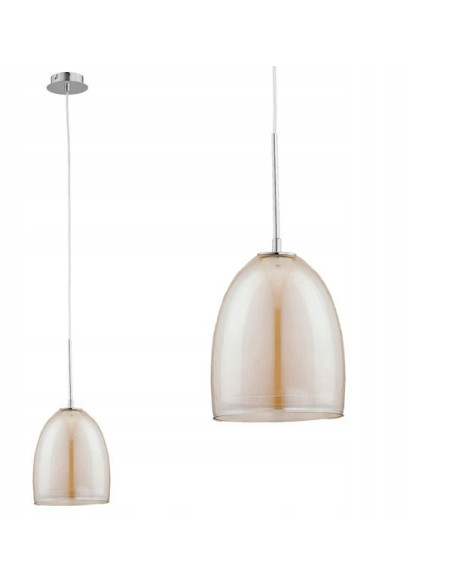 Elegancka Lampa Wisząca RONDA HERBACIANA ze Szklanym Kloszem w Kolorze Miodowym do Jadalni i Salonu