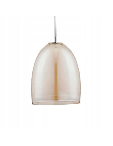 Elegancka Lampa Wisząca RONDA HERBACIANA ze Szklanym Kloszem w Kolorze Miodowym do Jadalni i Salonu