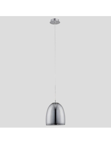 Lampa wisząca RONDA w chromie, 18 cm, szklany klosz E27, nowoczesny element wystroju do salonu i jadalni