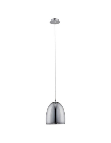 Lampa wisząca RONDA w chromie, 18 cm, szklany klosz E27, nowoczesny element wystroju do salonu i jadalni