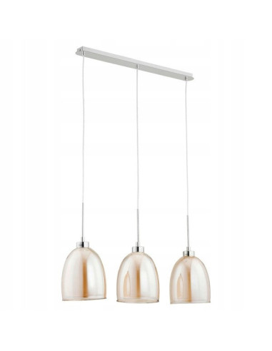 Elegancki żyrandol RONDA w beżu z chromowanym wykończeniem - idealny do nowoczesnych sypialni i eleganckich wnętrz.