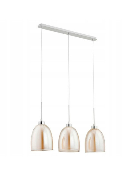 Elegancki żyrandol RONDA w beżu z chromowanym wykończeniem - idealny do nowoczesnych sypialni i eleganckich wnętrz.