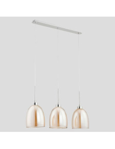 Elegancki żyrandol RONDA w beżu z chromowanym wykończeniem - idealny do nowoczesnych sypialni i eleganckich wnętrz. 2