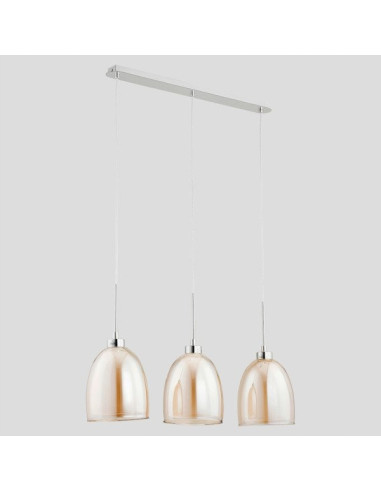 Elegancki żyrandol RONDA w beżu z chromowanym wykończeniem - idealny do nowoczesnych sypialni i eleganckich wnętrz.