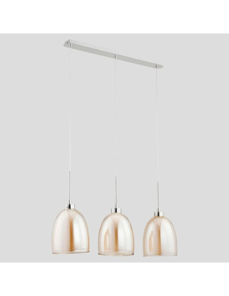 Elegancki żyrandol RONDA w beżu z chromowanym wykończeniem - idealny do nowoczesnych sypialni i eleganckich wnętrz.