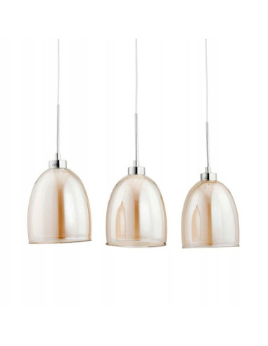 Elegancki żyrandol RONDA w beżu z chromowanym wykończeniem - idealny do nowoczesnych sypialni i eleganckich wnętrz.