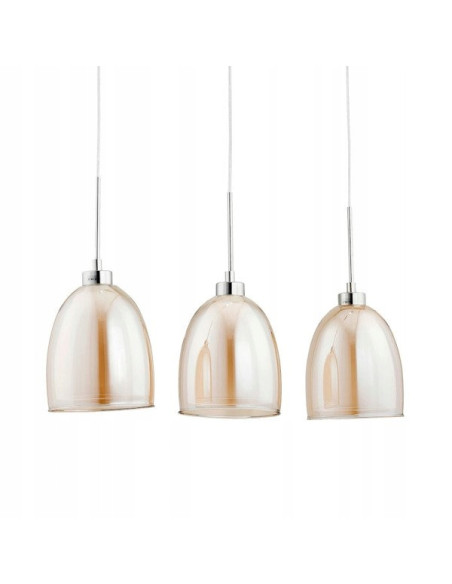 Elegancki żyrandol RONDA w beżu z chromowanym wykończeniem - idealny do nowoczesnych sypialni i eleganckich wnętrz.