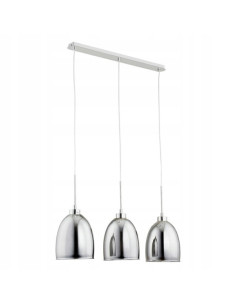 Lampa wisząca RONDA CHROM 3-punktowa z szklanymi kloszami – Nowoczesne oświetlenie do salonu i jadalni