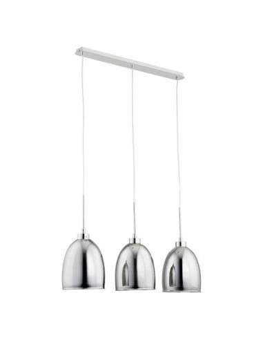 Lampa wisząca RONDA CHROM 3-punktowa z szklanymi kloszami – Nowoczesne oświetlenie do salonu i jadalni