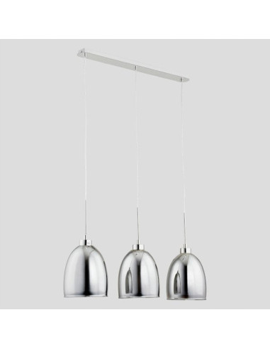 Lampa wisząca RONDA CHROM 3-punktowa z szklanymi kloszami – Nowoczesne oświetlenie do salonu i jadalni