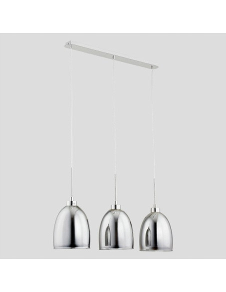 Lampa wisząca RONDA CHROM 3-punktowa z szklanymi kloszami – Nowoczesne oświetlenie do salonu i jadalni