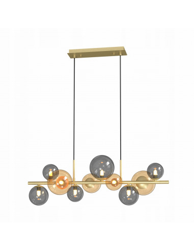 Lampa wisząca VILLA w kolorze złotym z bursztynowymi kloszami - elegancki detal do każdego wnętrza