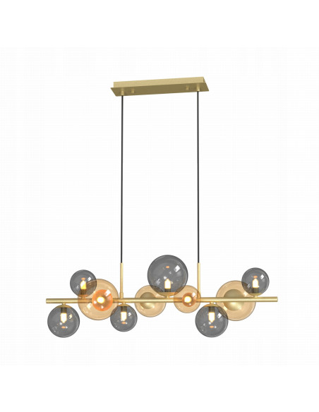 Lampa wisząca VILLA w kolorze złotym z bursztynowymi kloszami - elegancki detal do każdego wnętrza
