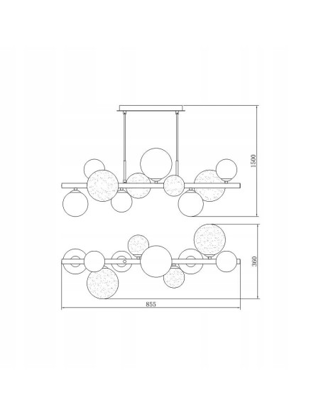 Lampa wisząca VILLA w kolorze złotym z bursztynowymi kloszami - elegancki detal do każdego wnętrza