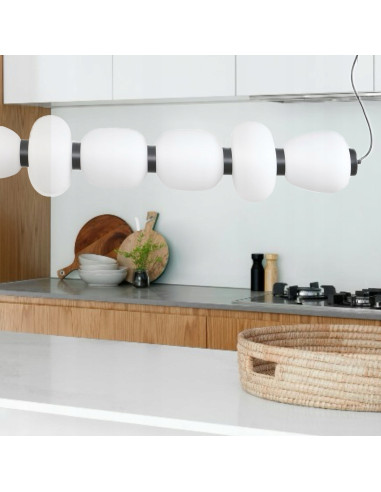 Lampa Wisząca BRILLA w Czerni z Białymi Kloszami LED – Nowoczesny Design do Biura i Salonu