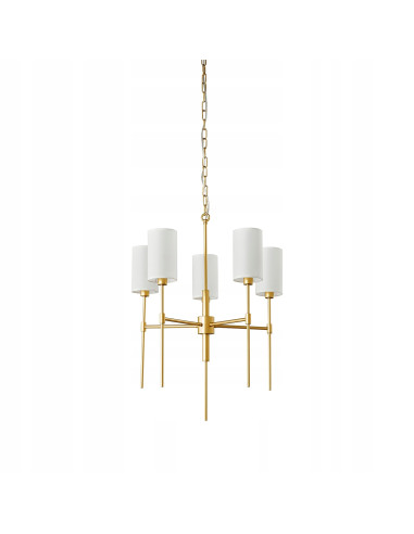 Lampa wisząca DARLING w stylu glamour, złota, 5-punktowe oświetlenie do eleganckich wnętrz i sal weselnych