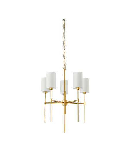 Lampa wisząca DARLING w stylu glamour, złota, 5-punktowe oświetlenie do eleganckich wnętrz i sal weselnych