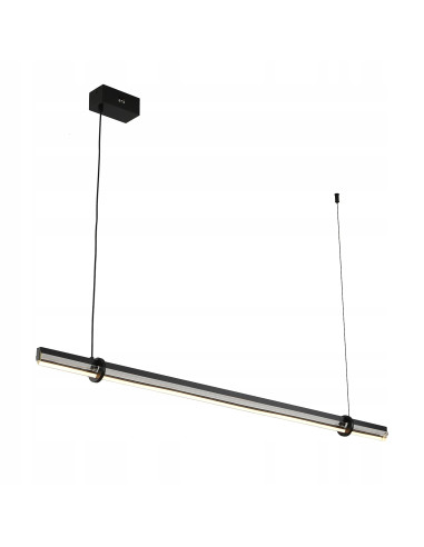 Elegancka lampa wisząca LED LOVELY z kryształowym akcentem, czarna, regulowana wysokość do kuchni i jadalni