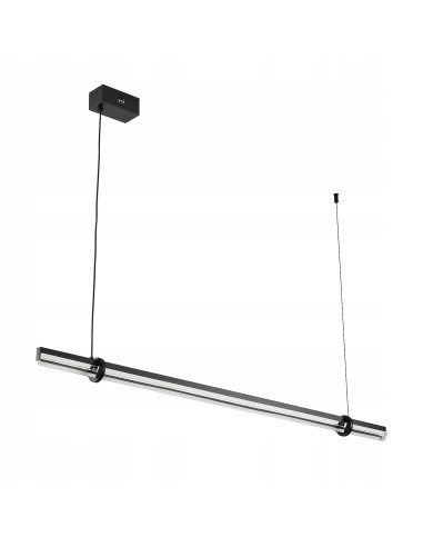 Elegancka lampa wisząca LED LOVELY z kryształowym akcentem, czarna, regulowana wysokość do kuchni i jadalni