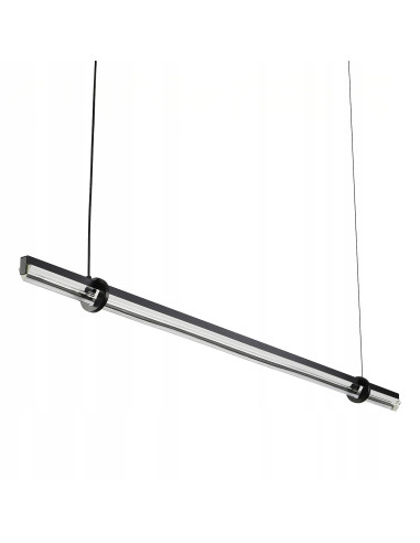 Elegancka lampa wisząca LED LOVELY z kryształowym akcentem, czarna, regulowana wysokość do kuchni i jadalni