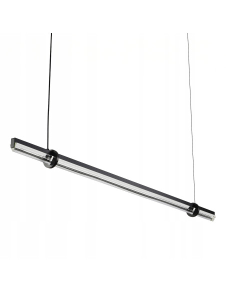 Elegancka lampa wisząca LED LOVELY z kryształowym akcentem, czarna, regulowana wysokość do kuchni i jadalni