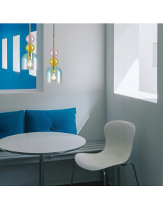 Lampa wisząca PASTELLO BLUE - elegancka lampa w pastelowych kolorach z szklanym kloszem i złotym wykończeniem 2