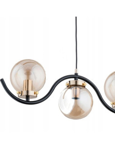 Lampa wisząca KORDA GOLD - elegancka lampa w stylu glamour, 5 źródeł światła w czarnym i złotym wykończeniu. 2