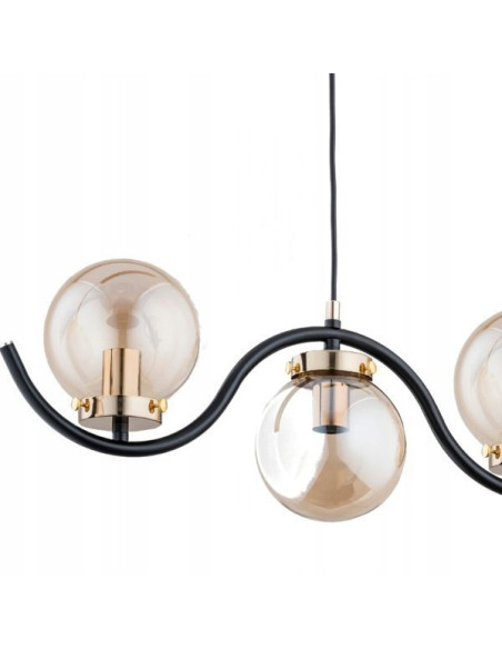 Lampa wisząca KORDA GOLD - elegancka lampa w stylu glamour, 5 źródeł światła w czarnym i złotym wykończeniu.