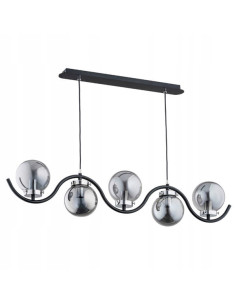Żyrandol KORDA CHROM - Elegancka lampa wisząca z 5 kloszami w minimalistycznym stylu do biura, salonu i kuchni.