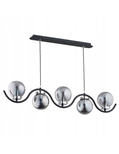 Żyrandol KORDA CHROM - Elegancka lampa wisząca z 5 kloszami w minimalistycznym stylu do biura, salonu i kuchni.