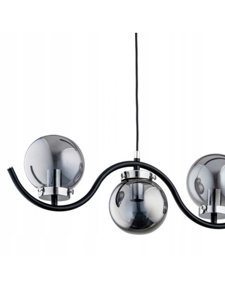 Żyrandol KORDA CHROM - Elegancka lampa wisząca z 5 kloszami w minimalistycznym stylu do biura, salonu i kuchni.