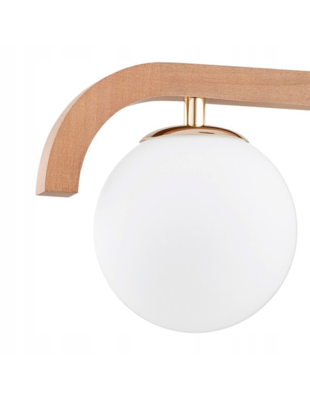 Żyrandol KRYZA w stylu skandynawskim, drewniana belka, 3xE14, elegancka lampa do kuchni i jadalni