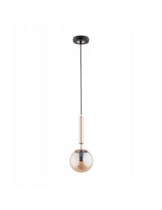 Nowoczesna lampa wisząca VOLDA PICOLO z bursztynowym kloszem i złotym detalem - elegancja w każdym wnętrzu