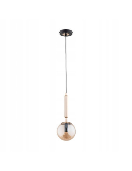 Nowoczesna lampa wisząca VOLDA PICOLO z bursztynowym kloszem i złotym detalem - elegancja w każdym wnętrzu