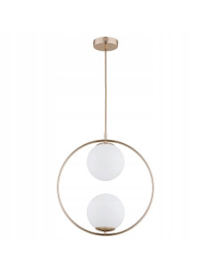 Lampa wisząca AVIA w złotej oprawie z białymi kloszami – elegancki element wystroju do salonu i przedpokoju