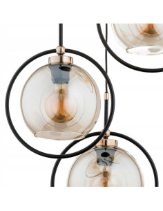 Nowoczesny żyrandol industrialny SELDI z transparentnymi kulami i czarnymi akcentami do stylowych wnętrz 2
