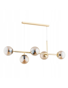 Lampa wisząca DANSA Gold - Elegancka gałąź z okrągłymi kloszami, nowoczesne oświetlenie do biura i salonu.