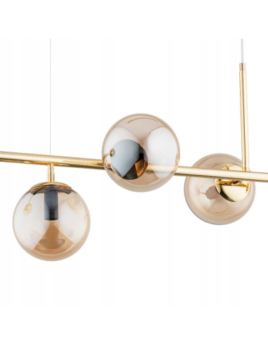 Lampa wisząca DANSA Gold - Elegancka gałąź z okrągłymi kloszami, nowoczesne oświetlenie do biura i salonu.