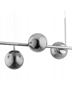 Nowoczesny żyrandol DANSA z dymionymi bąbelkami, chromowana konstrukcja - elegancja do salonu, kuchni i jadalni 2